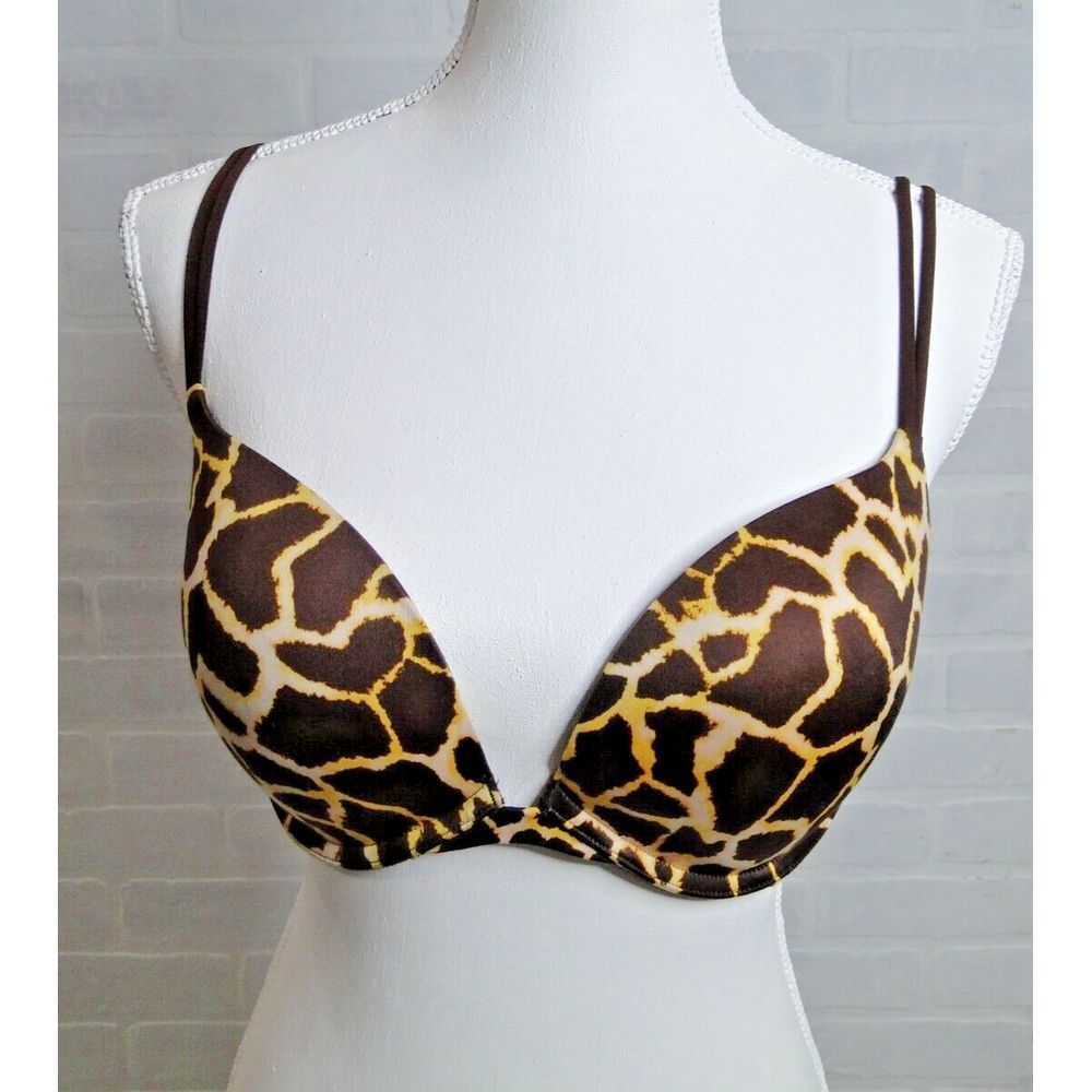 Victoria's Secert Womens 36D Brown Giraffe Print Very Sexy Multiway Push Up Bra‎